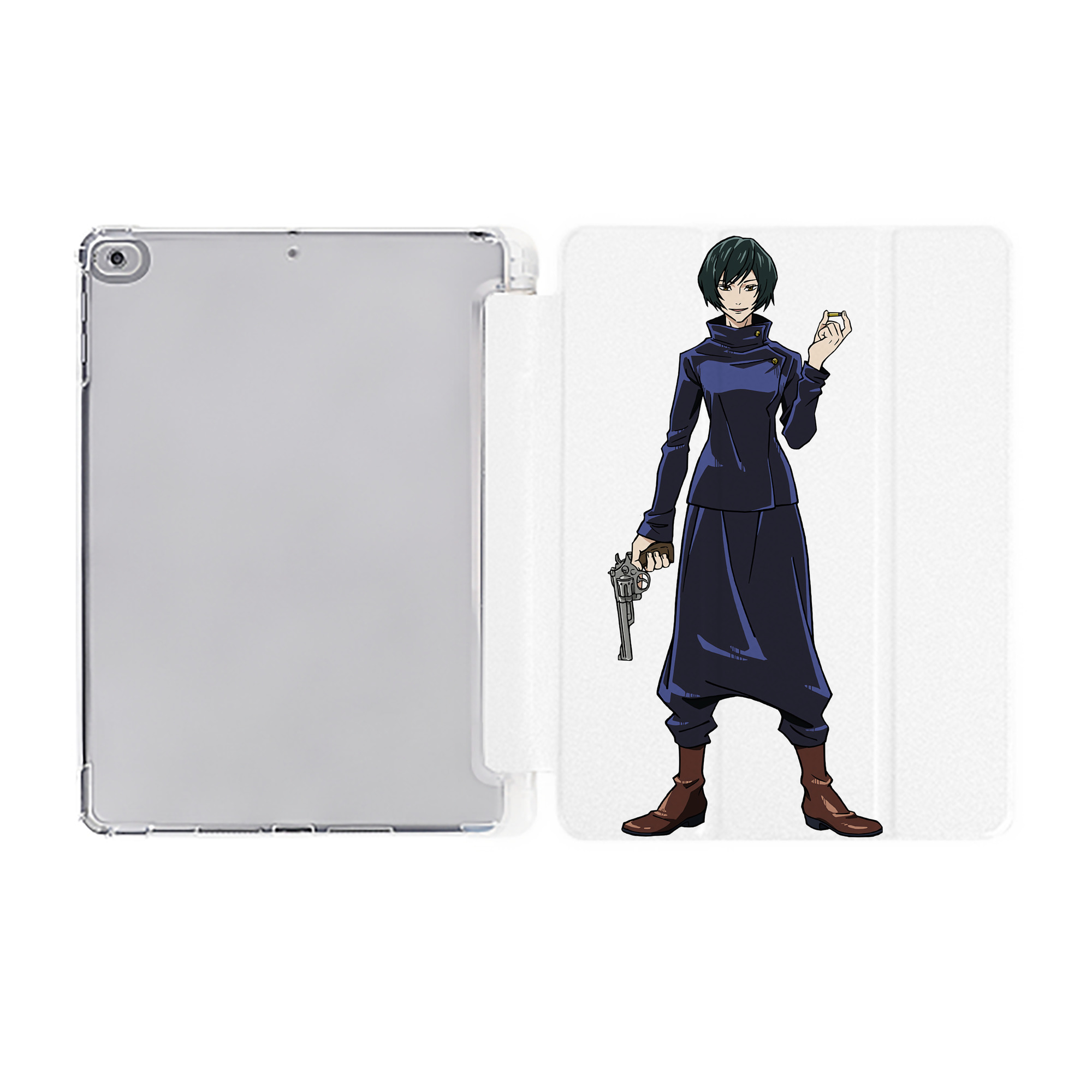 （画像用） 呪術廻戦 Jujutsu Kaisen IPad ケース ペン収納付き 三つ折りスタンド PUレザー×シリコン 対応機種9.5/10.5/10.9インチ